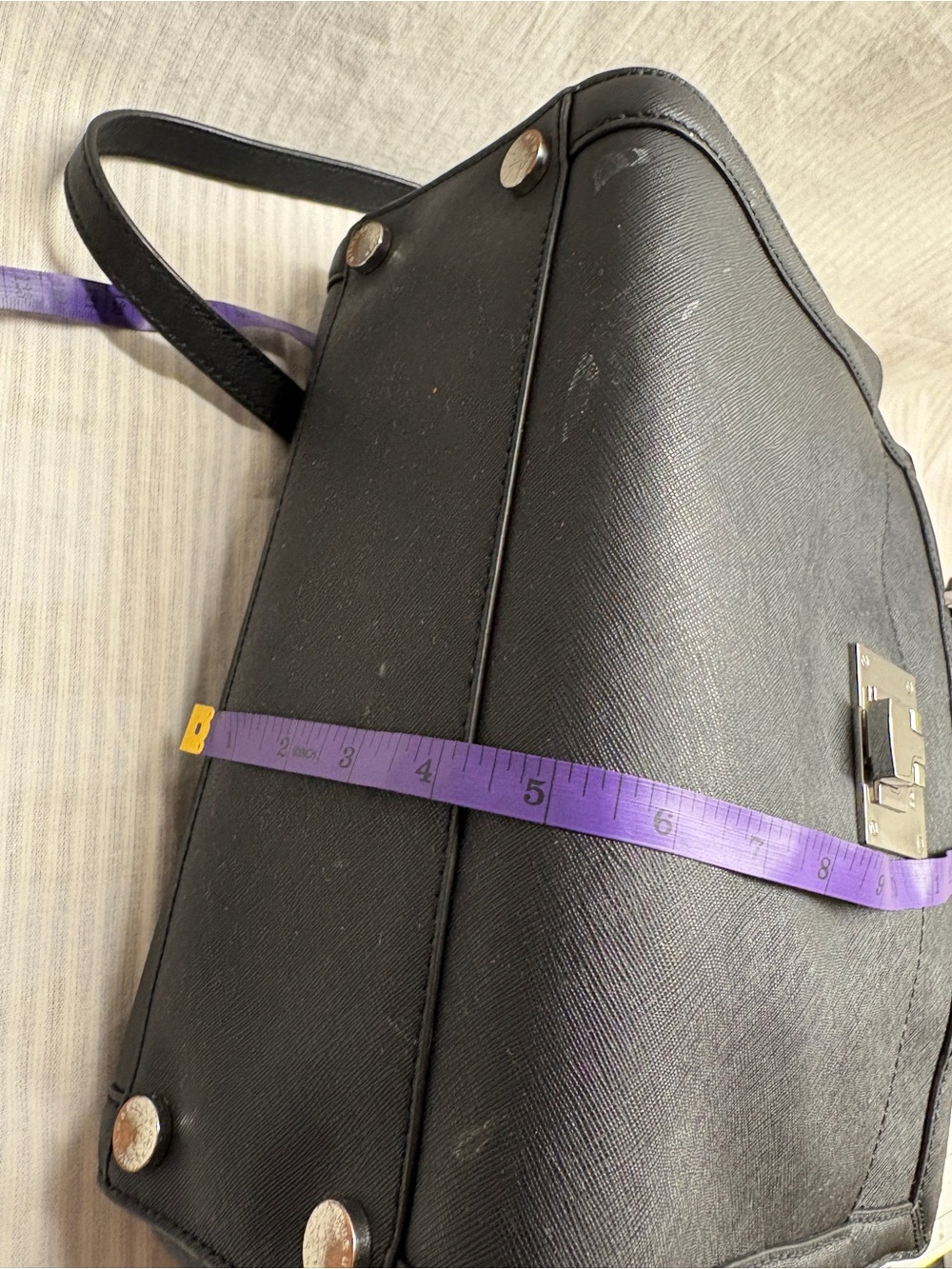 Michael Kors Black Leather Tote with Silver-Tone Hardware - Picture 9 of 9